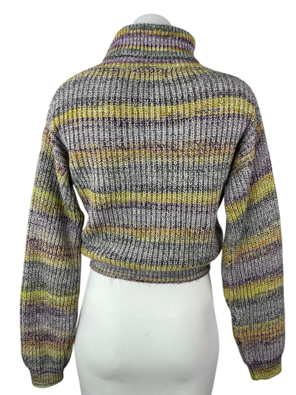 Suite Benedict Multicolor Striped Turtleneck Long Sleeve Crop Sweater Top Size S